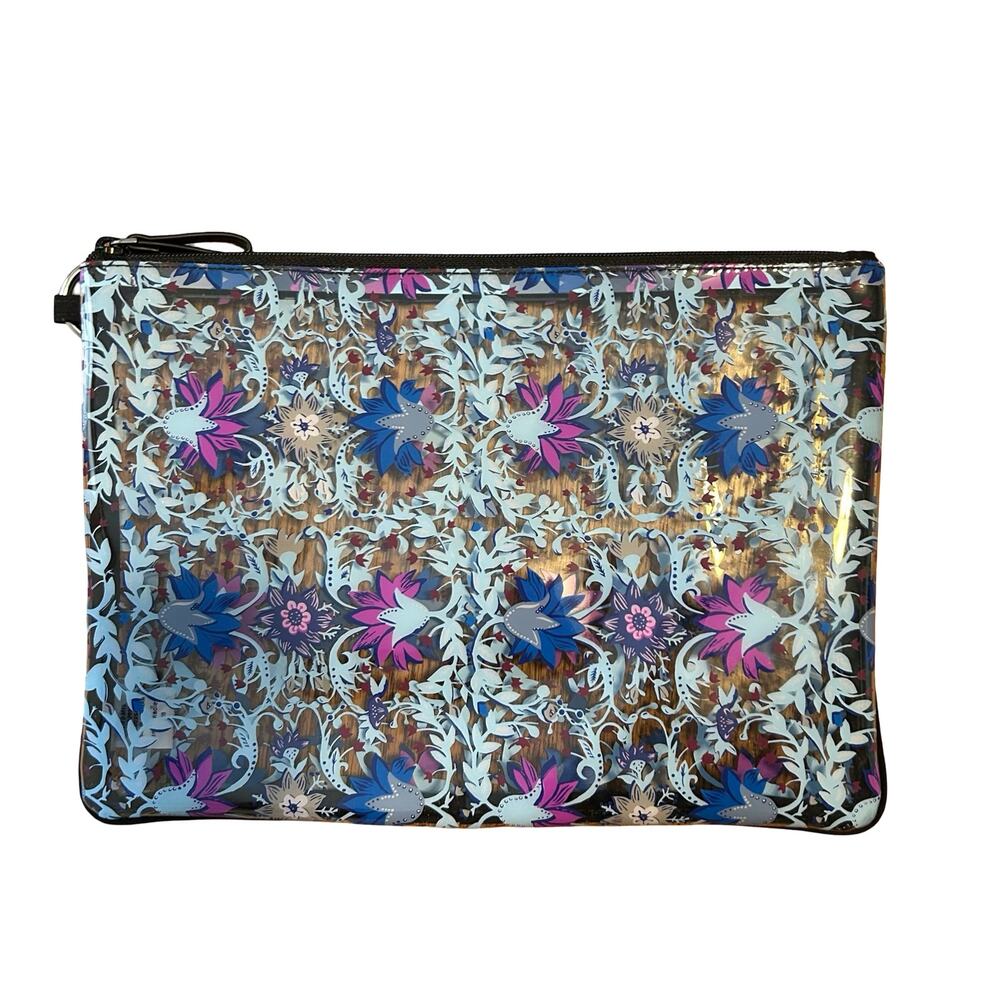 Vera Bradley Bramble Clear Make Up Cosmetic Toiletry Bag Zipper Pouch Floral